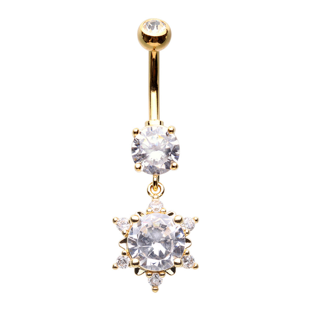 Starbust Cubic Zirconia Belly Button Ring