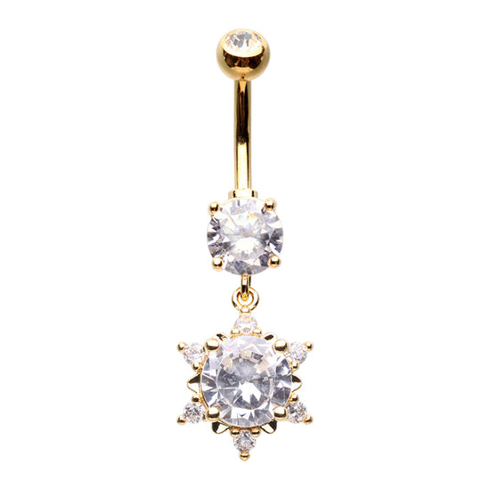 Starbust Cubic Zirconia Belly Button Ring