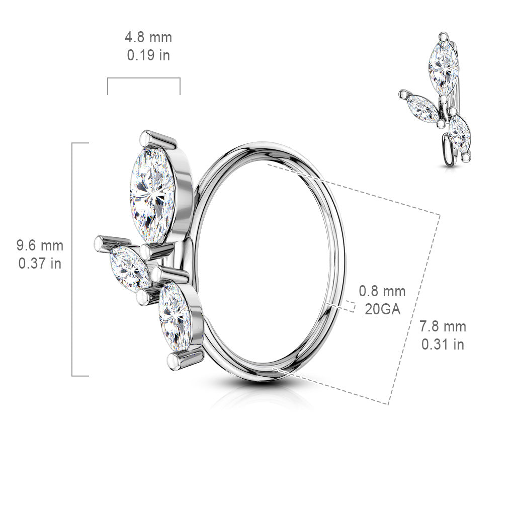 Load image into Gallery viewer, 3 Marquise CZ Vine  Nose Hoop Rings
