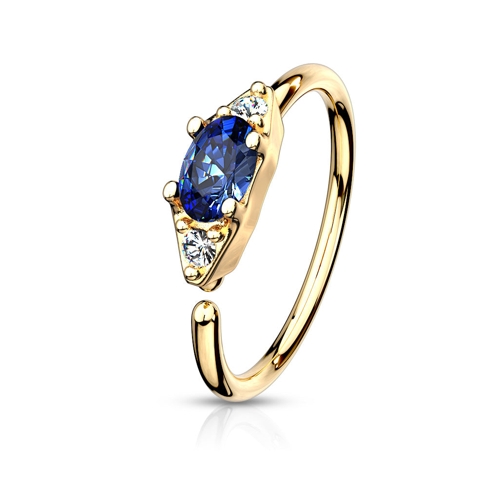 CZ Prong Set Oval Center Hoop Rings