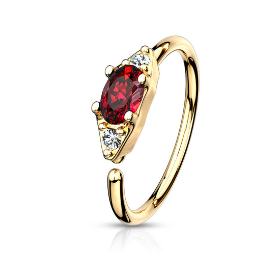 CZ Prong Set Oval Center Hoop Rings