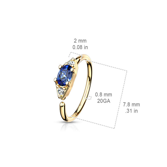 CZ Prong Set Oval Center Hoop Rings