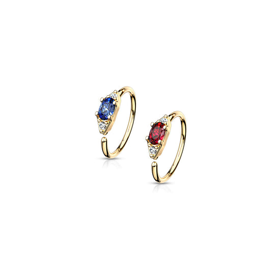 CZ Prong Set Oval Center Hoop Rings