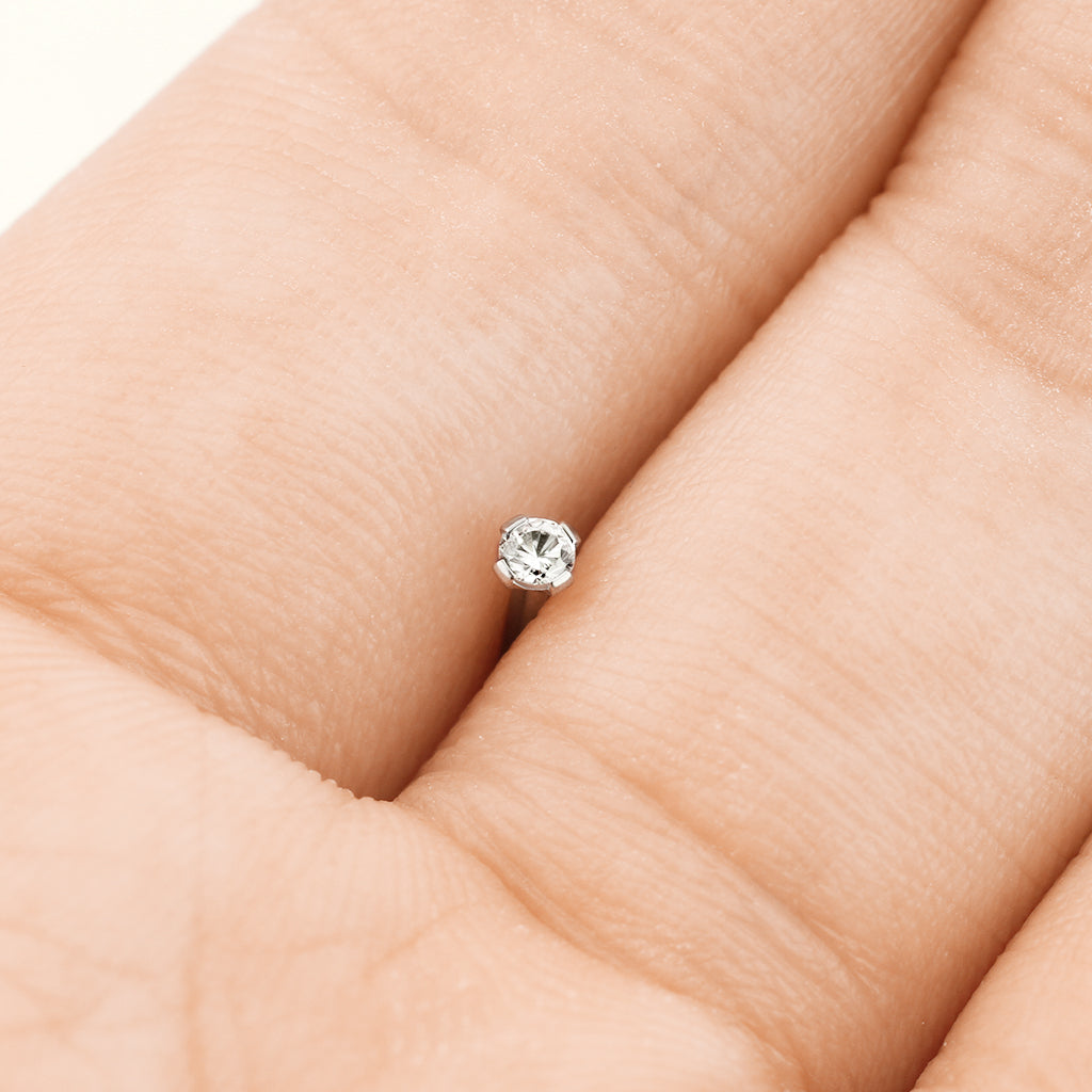 Titanium L Bend Nose Stud With Round Prong