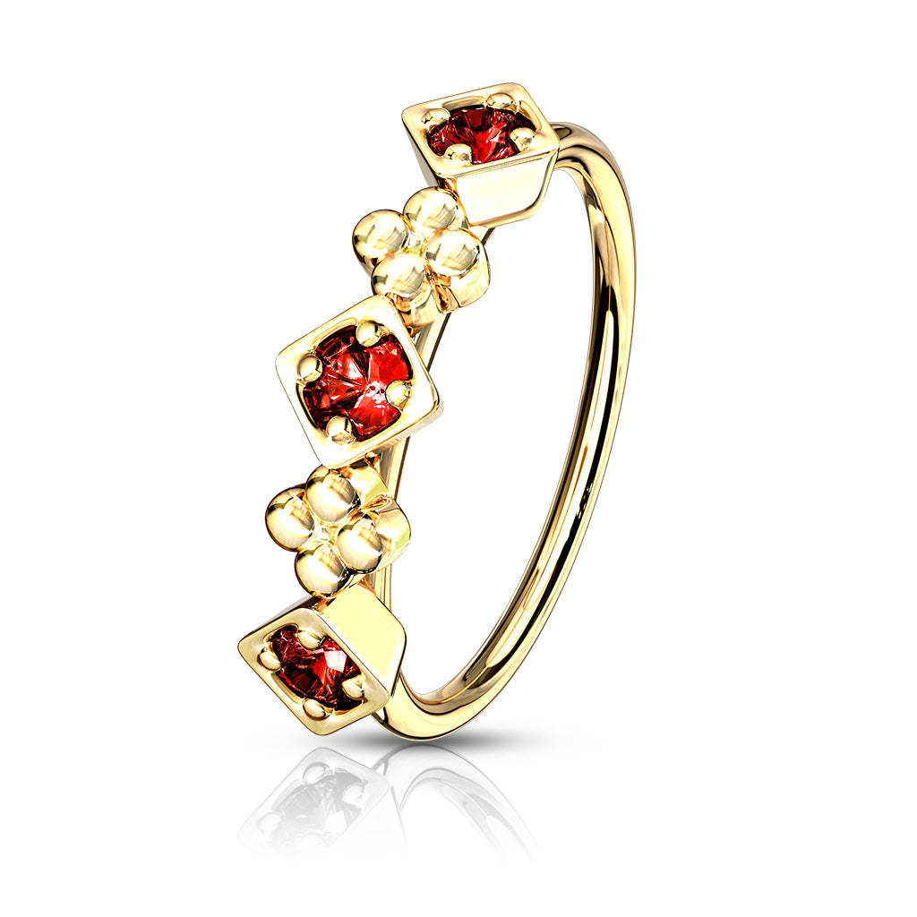 CZ  Squares and Flowers Hoop Rings