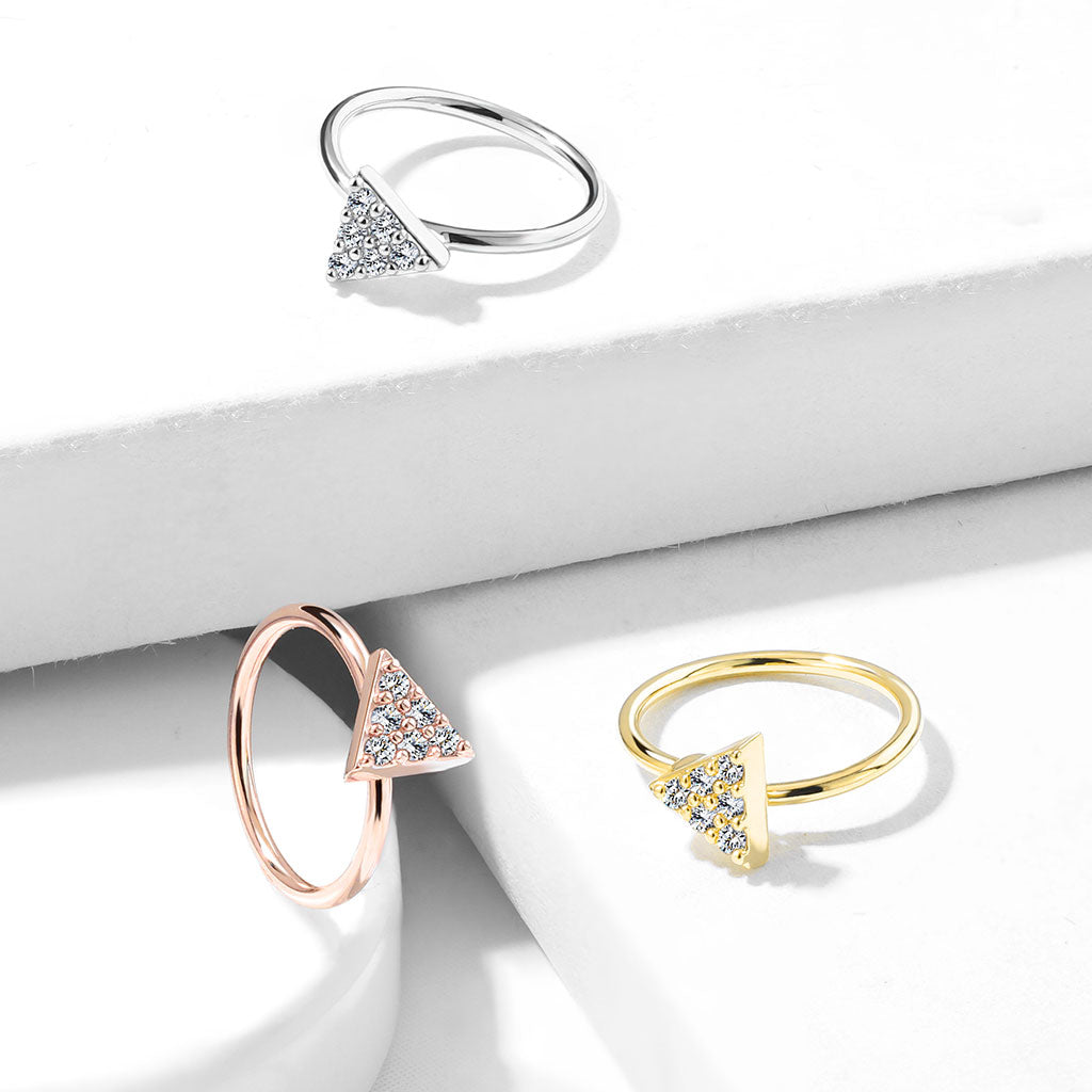 Load image into Gallery viewer, CZ Triangle Bendable Hoop Rings
