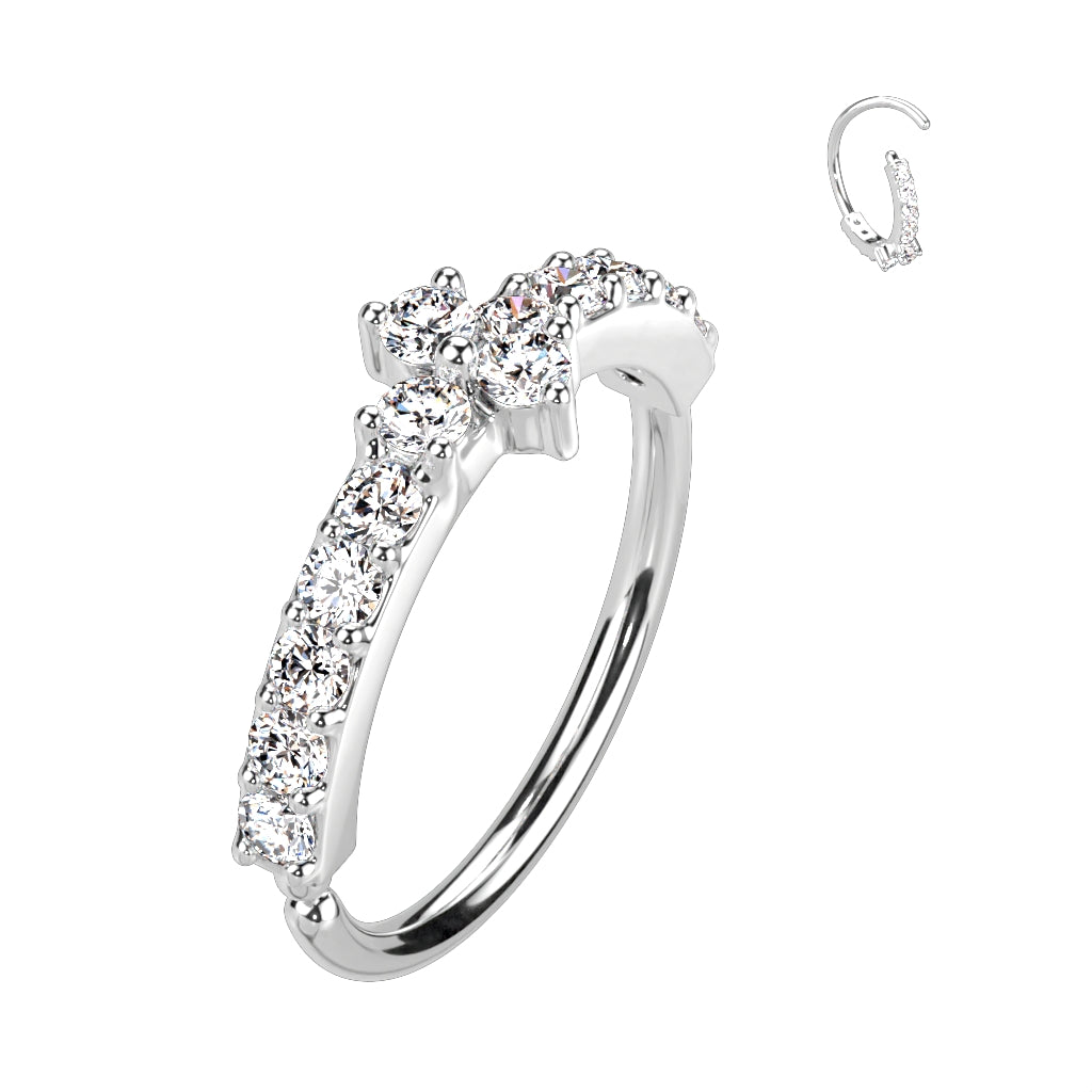 CZ Triangle Center Paved Sides Hoop