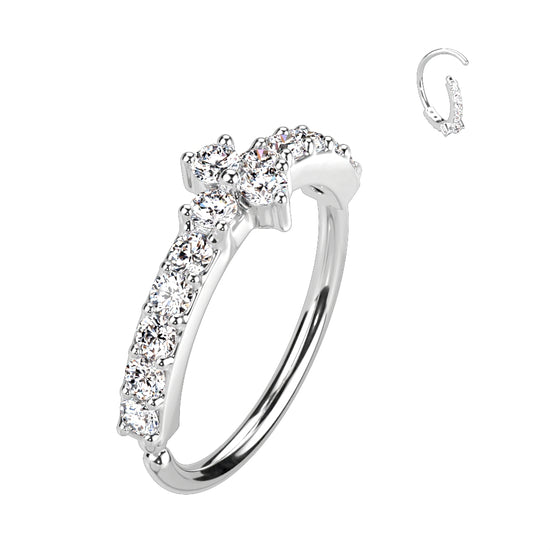 CZ Triangle Center Paved Sides Hoop