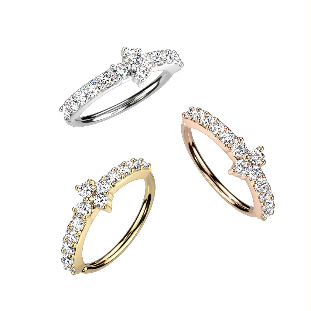 CZ Triangle Center Paved Sides Hoop