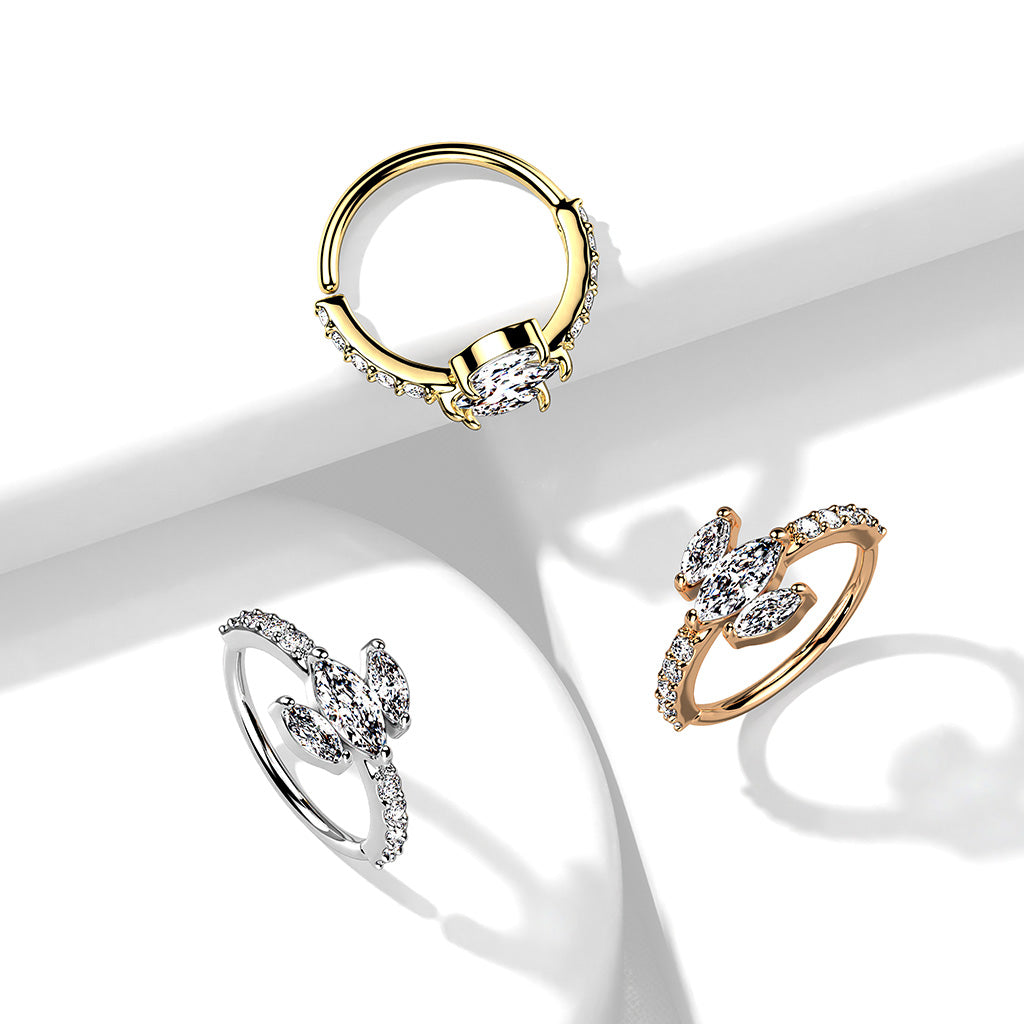 CZ Triple Marquise Sides Hoop
