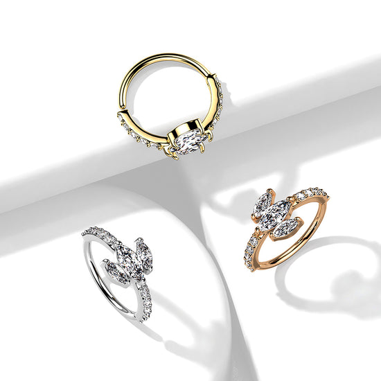 CZ Triple Marquise Sides Hoop