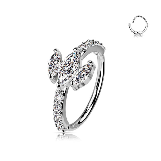 CZ Triple Marquise Sides Hoop