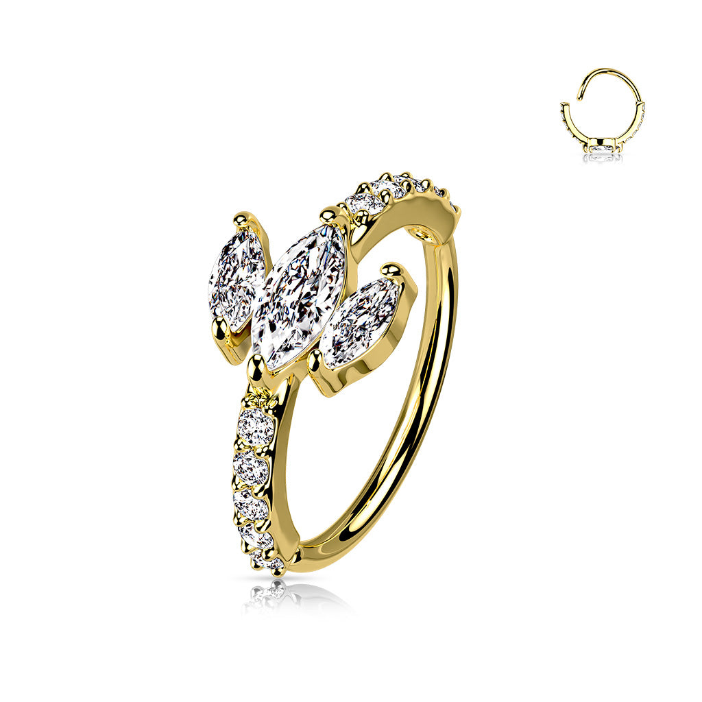 CZ Triple Marquise Sides Hoop