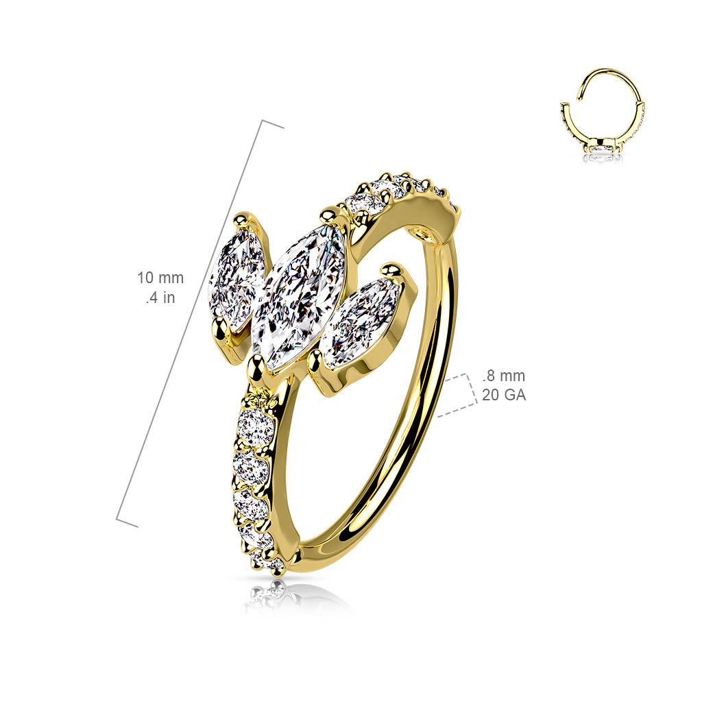 CZ Triple Marquise Sides Hoop