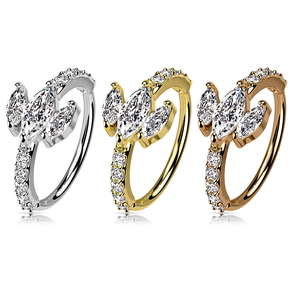 CZ Triple Marquise Sides Hoop