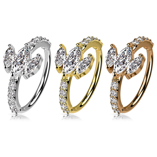 CZ Triple Marquise Sides Hoop