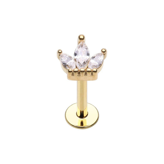CZ Lotus Gem Top Steel Internally Threaded Labret