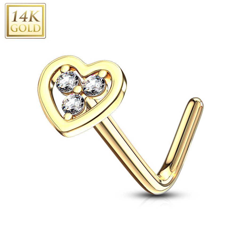 Arrow heart  L shape nose ring