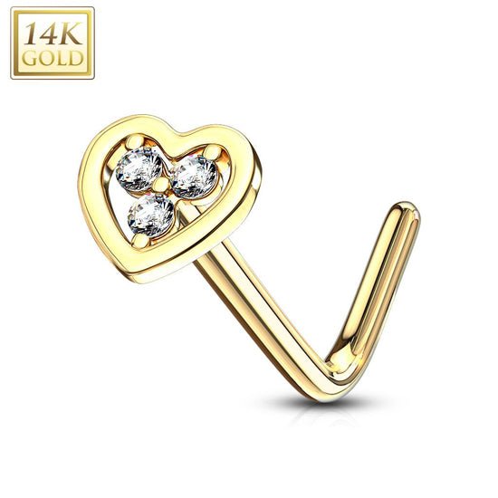 Arrow heart  L shape nose ring