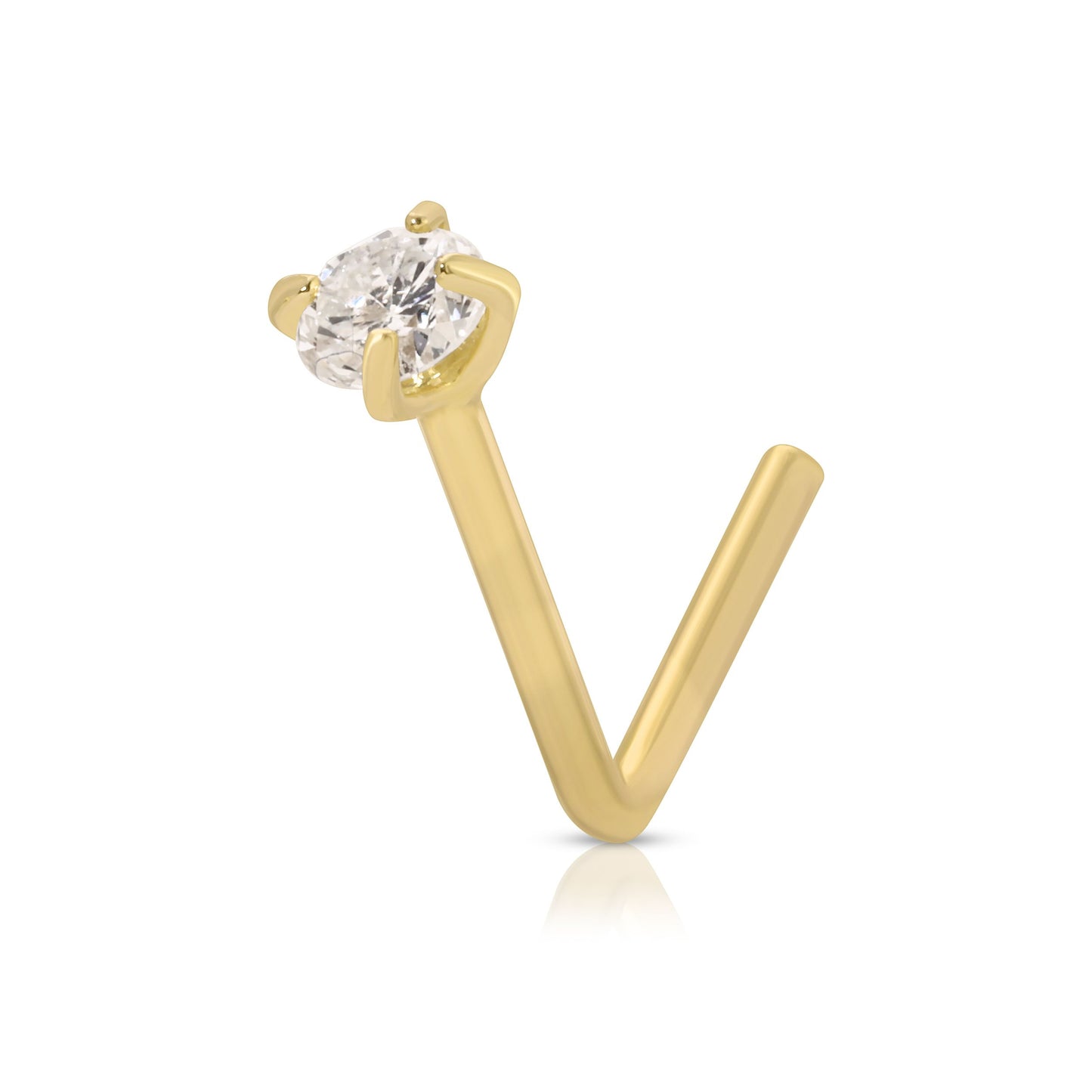 L shape gem nose ring